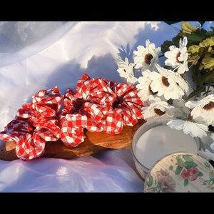 Red Stripe Elastic Scrunchies